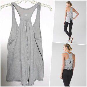 RARE Lululemon Open Tie Back Tank Top Light Gray 6